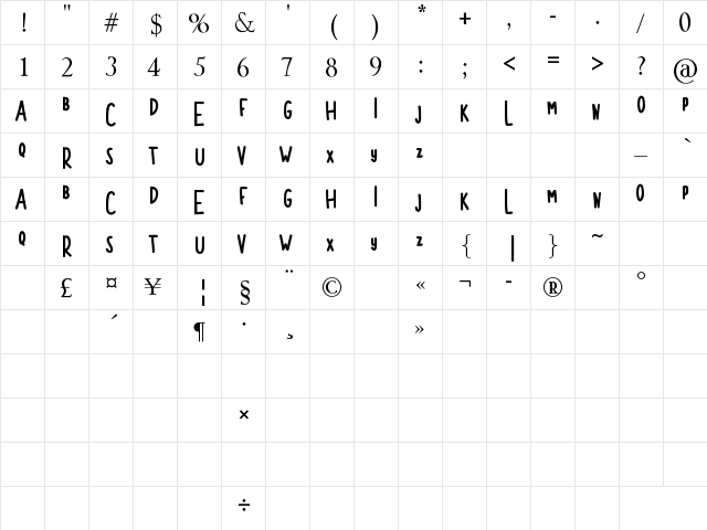 MORGENTA Regular  glyph index