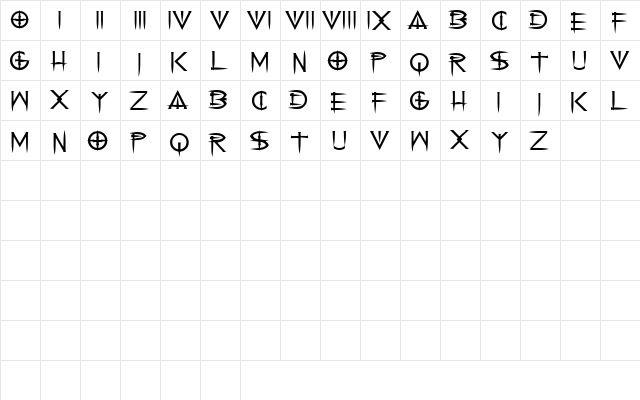Gene Regular  glyph index