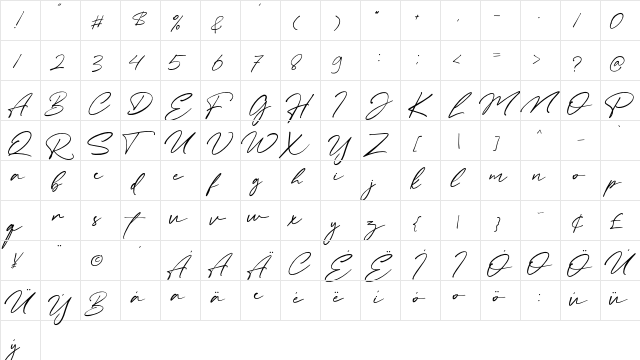 Romate Hood Regular  glyph index