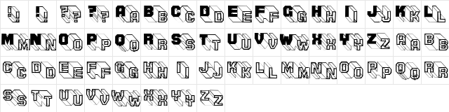 ThreeDeeTwoBeta Regular  glyph index
