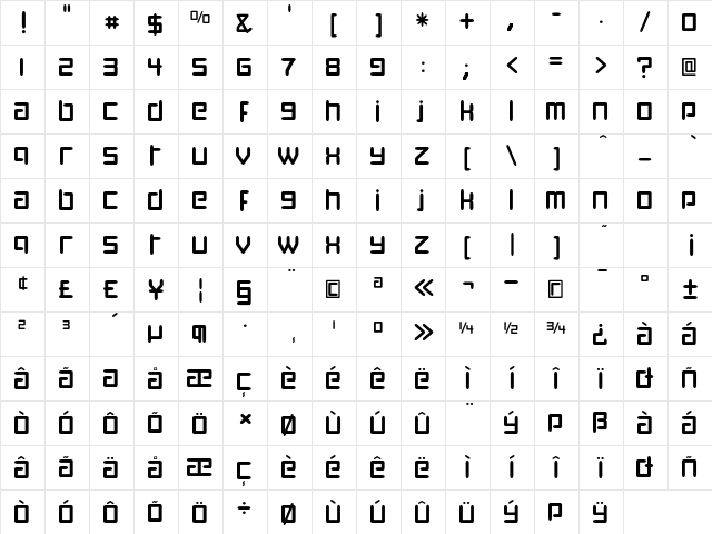 Digitalis Regular  glyph index