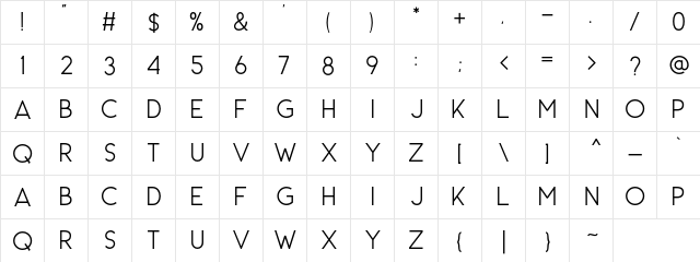 Carrol DEMO Regular  glyph index