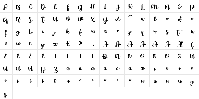 Chellion Regular  glyph index