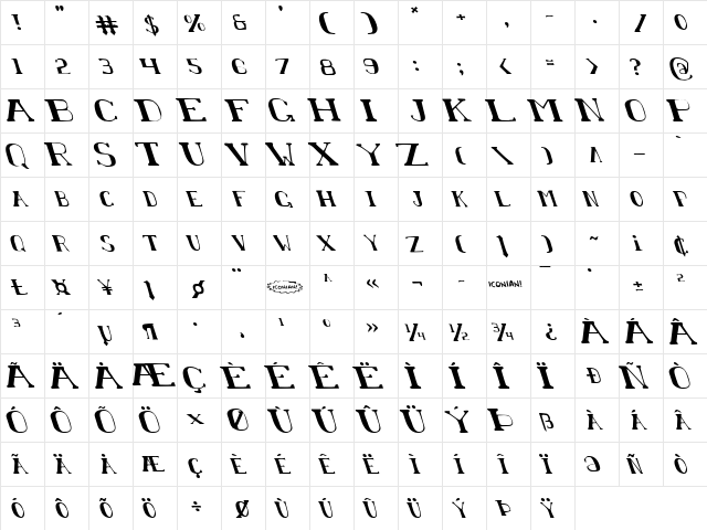 Chardin Doihle Leftalic Italic  glyph index