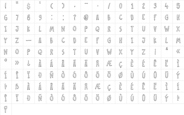 DK Cosmo Stitch Regular  glyph index