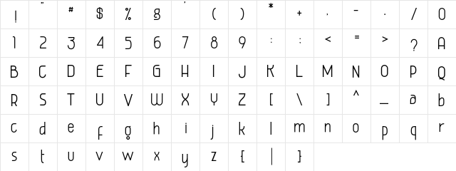Quartog Regular  glyph index