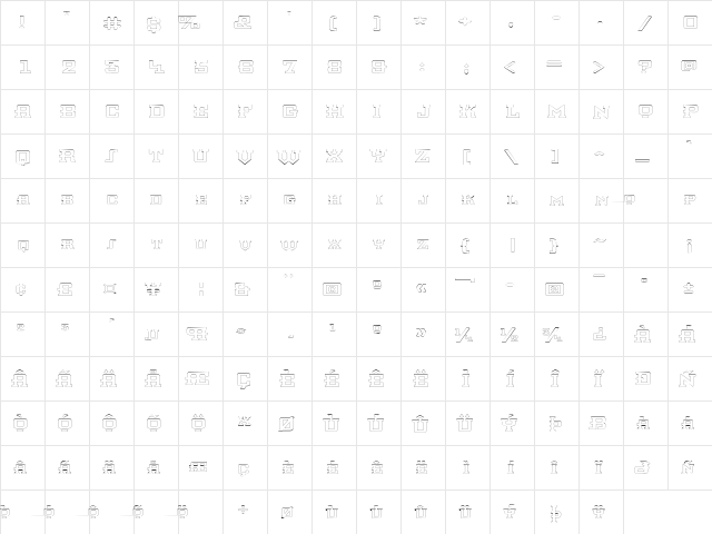 KnomenOutlineExtended Regular  glyph index