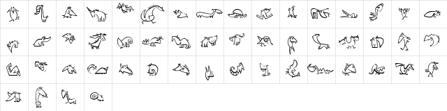 Creatures LT Regular  glyph index