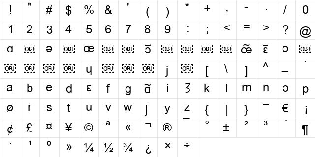 IPA Font Regular  glyph index