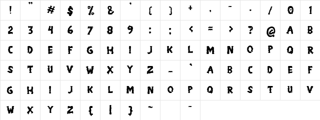 Dr.Ziemboz Regular  glyph index