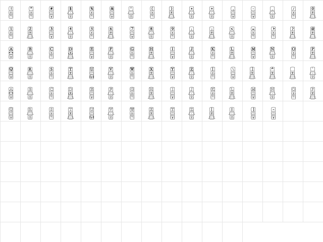 LD Totem Regular  glyph index