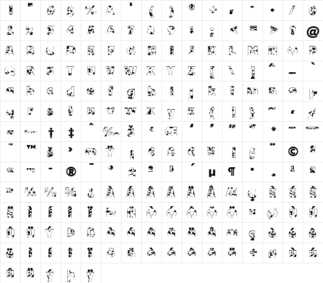 a_PlakatInkbl ExtraBold  glyph index