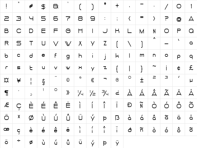 DANCING JUICE Regular  glyph index