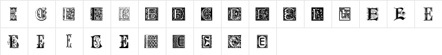 Ornamental Initials E Regular  glyph index