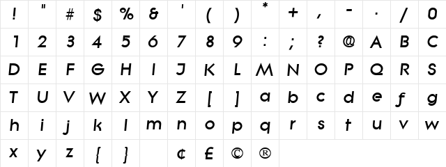Sabor Display SSi Italic  glyph index