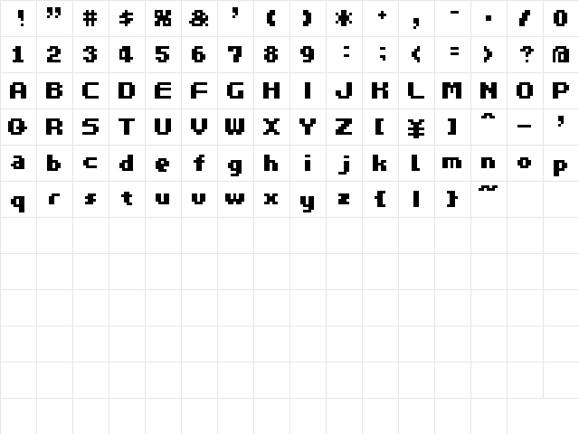 MW PITHY 8point  glyph index
