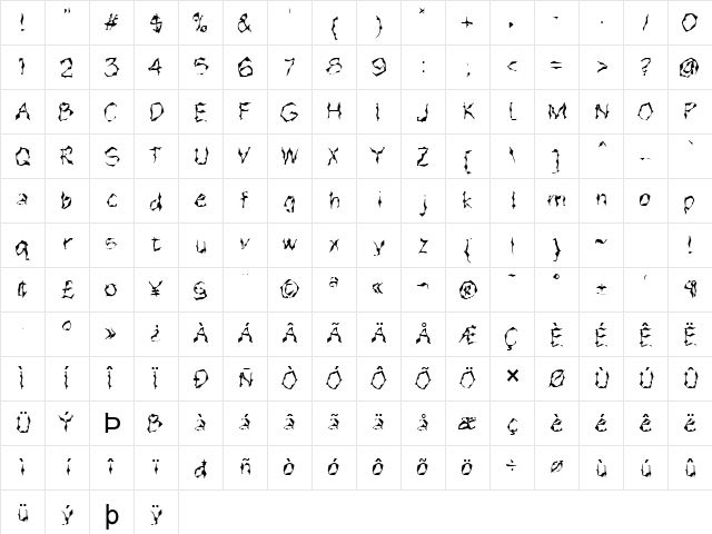 FZ WACKY 15 Normal  glyph index