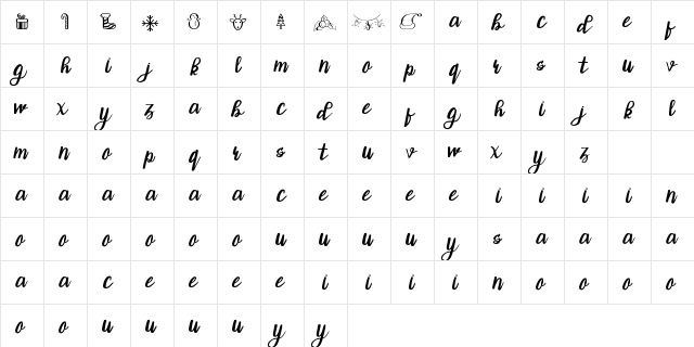 ChristTypeScript Regular  glyph index