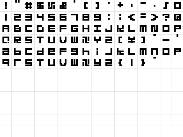 Quadrats Regular  glyph index