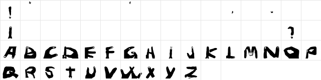 Fingers Bold Regular  glyph index