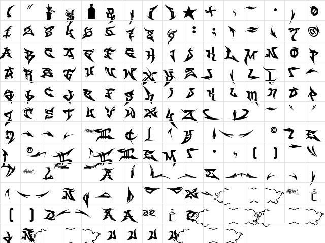 WildStyle-Fill Regular  glyph index