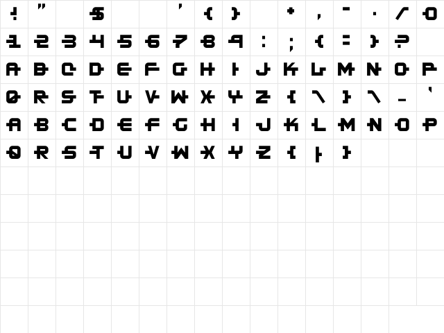 Kinex Regular  glyph index