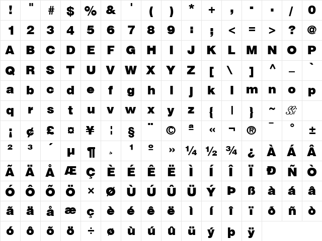 Context Black SSi Black  glyph index