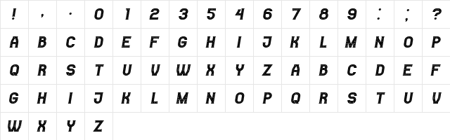 Casino Italic  glyph index