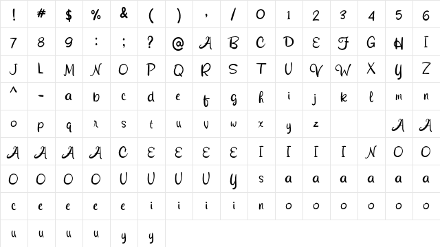 Cooking Water Regular  glyph index