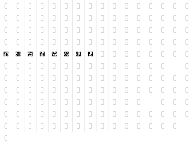 Arriba Pi LET Plain  glyph index