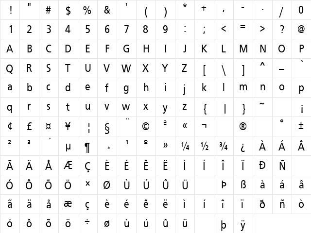 Four Sticks 10 Regular  glyph index