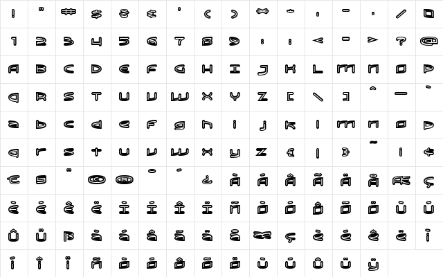 ReadOutSuper Regular  glyph index