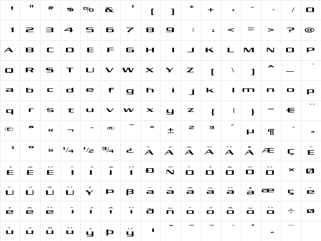 Kubra_Condensed Kubra_Condensed  glyph index