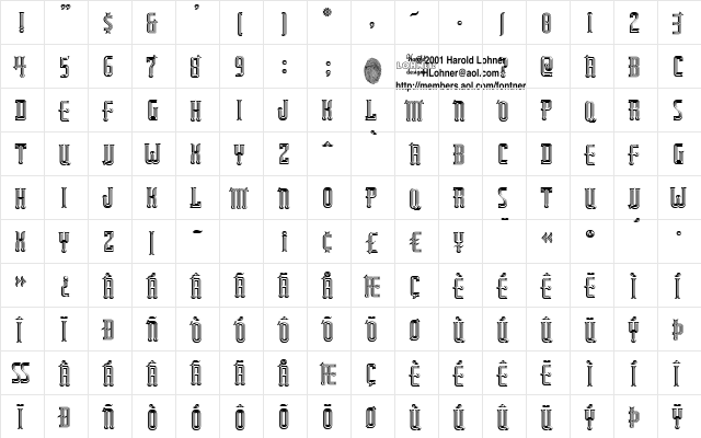 RubaiyatShadow Regular  glyph index