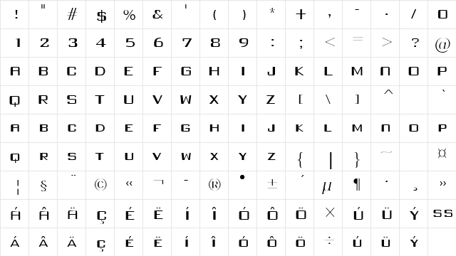 Full Injection regular  glyph index