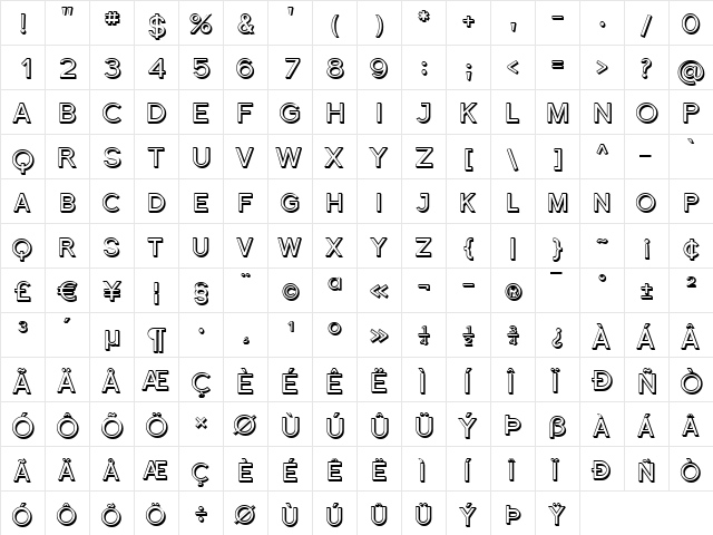 Florencesans SC Shaded Regular  glyph index
