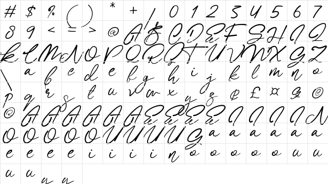 Sallina Regular  glyph index