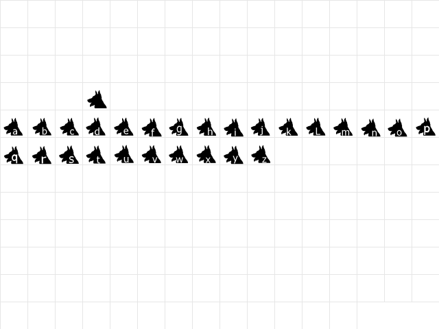 NewWGL4Font Regular  glyph index