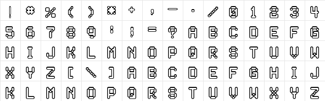 Rocketman Regular  glyph index