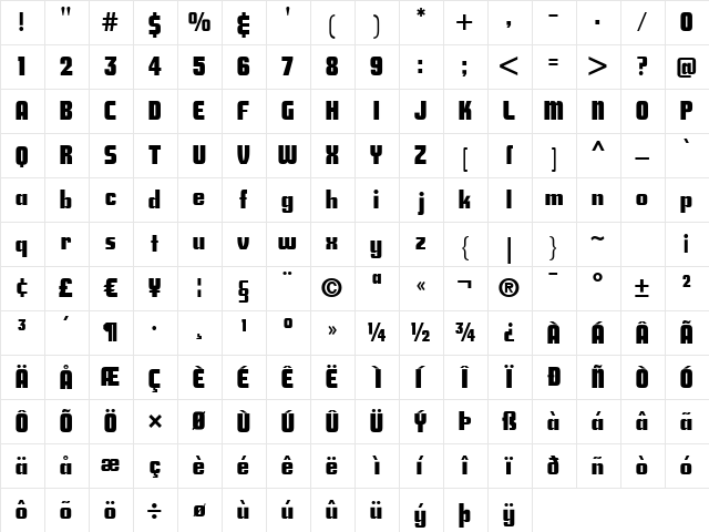 Savings Bond Regular  glyph index