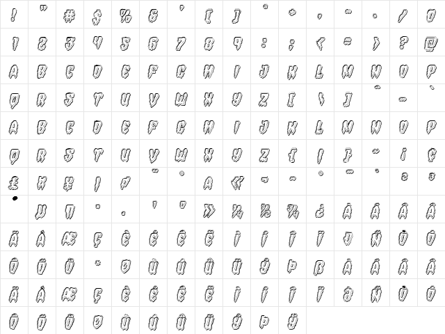 Hemogoblin Engraved Italic Italic  glyph index