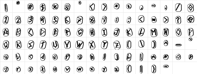 Runez of Omega Three Regular  glyph index