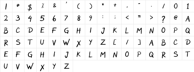 Rockwild Regular  glyph index