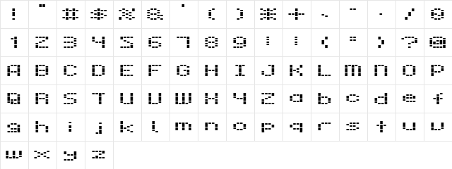 Dot 28 Regular  glyph index
