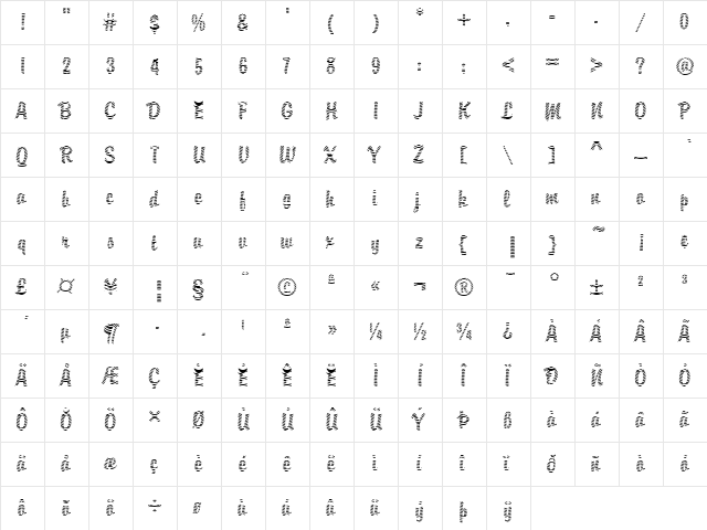 DTC Brody M06 Regular  glyph index