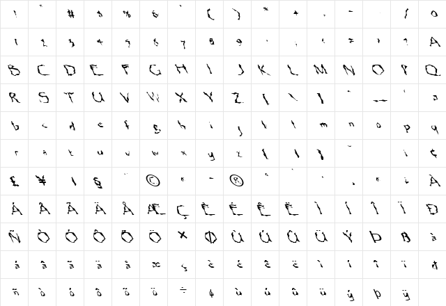 FZ WACKY 13 LEFTY Normal  glyph index