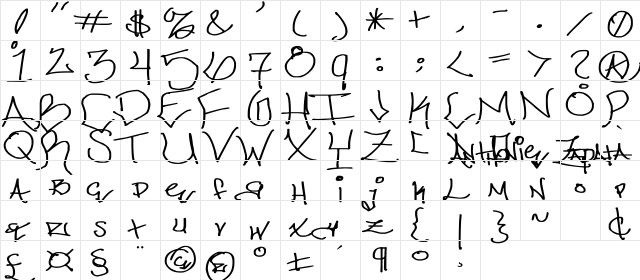 ChicagoHoodZZ Regular  glyph index