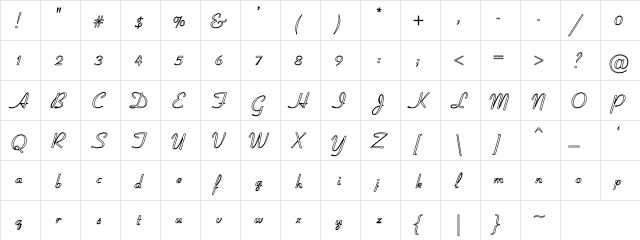 Coronet-SemiBold-Italic Ho Regular  glyph index