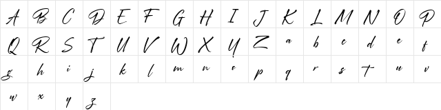 Rawrilting FREE Regular  glyph index