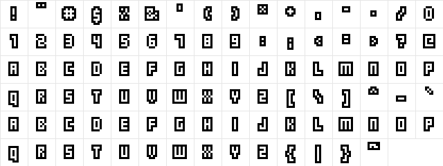 OutlinePixel Regular  glyph index
